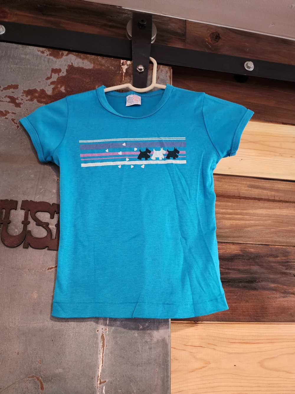 Vintage Girls' Scotty Dog Cotton Tee Made In USA